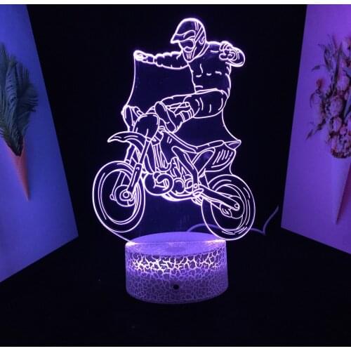Car Series Motorcycle Acrobat Pattern 3D LED Lamp Home Bedroom Taable Decoration Night Light for Couple Festival Birthday Gifts