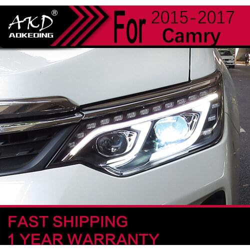 AKD Car Styling Head Lamp for Toyota Camry Headlight 2015-2016 BMW-Design Camry DRL H7 D2H Hid Option Angel Eye Bi Xenon Beam