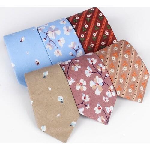 Floral Cotton Man Tie Printed Neck Ties For Men Red Pink Neckties Man Gift Vintage Accessories Cotton 7 cm Man Neckties