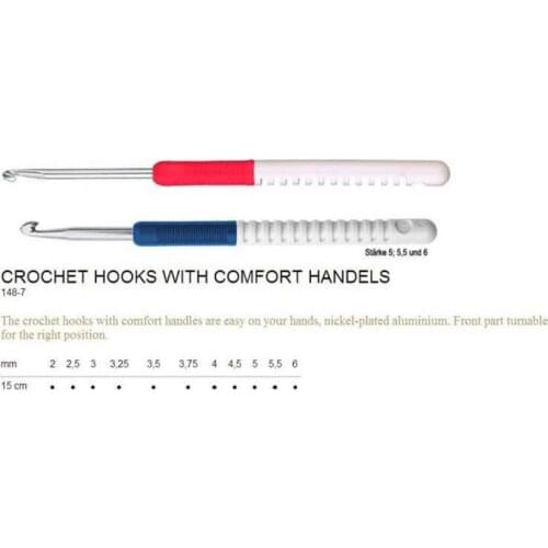 GERMANY Addi 148-7/445-7 CROCHET HOOK COMFORT SOFT HANDLE Turbo Choose size 2mm, 2.5mm, 3mm, 3.5mm, 4mm, 4.5mm, 5mm, 5.5mm 6mm