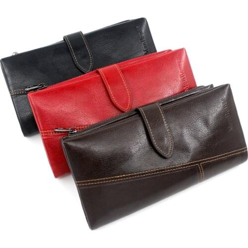 Classic Vintage Leather Long Wallet Hasp Strap Reflect Light High Quality PU Coin Card Holders For Men Purse Business Type