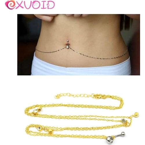 EXVOID Belly Button Ring Body Accessories Women Rhinestone Pendant Sex Toys for Couples Dangle Navel Piercing Waist Chain