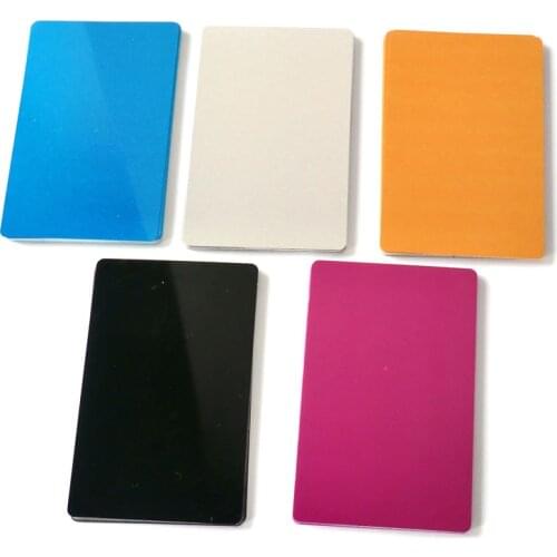 100Pcs Laser Engraved Metal Business Visiting Name Cards Black Silver Yellow Purple Blue Blank ID Tags