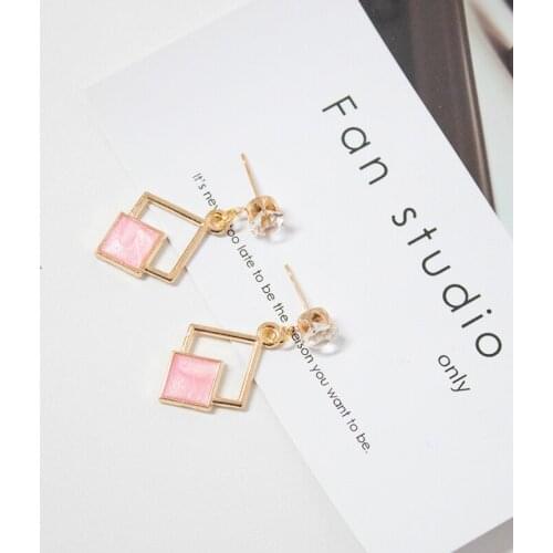 Hot New Fashion Hollow Geometric Quadrilateral Dangling Long Statement Drop Earrings For Women Crystal Jewelry Wholesale