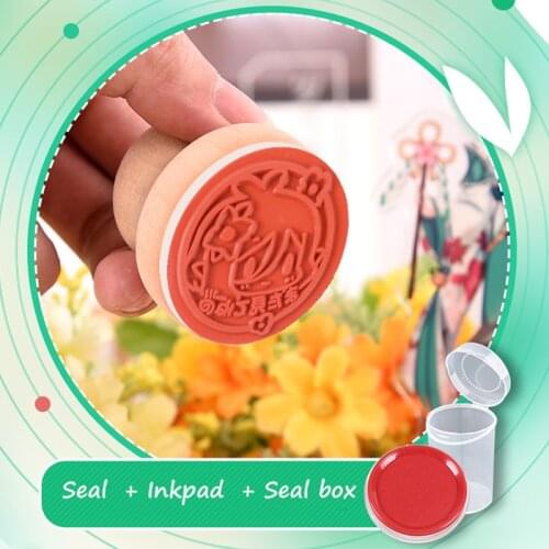 Kawaii Cartoon Stamps Seal Set Cosplay Props Princess Connect! Re:Dive Kokoro Anime Wood Self Inking Stamps Kids Toy DIY Gift