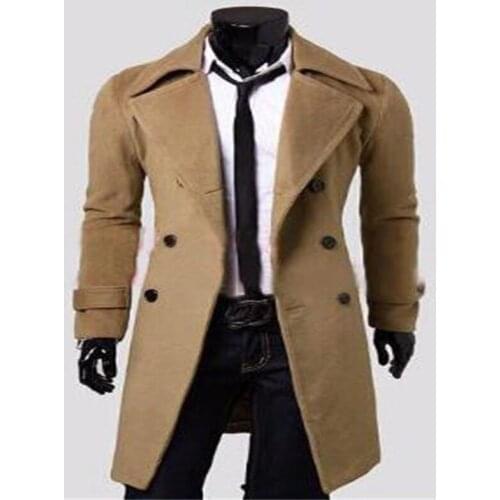 Fashion long woolen coats mens casaco masculino inverno khaki пальто мужское young double-breasted trench coats autumn winter