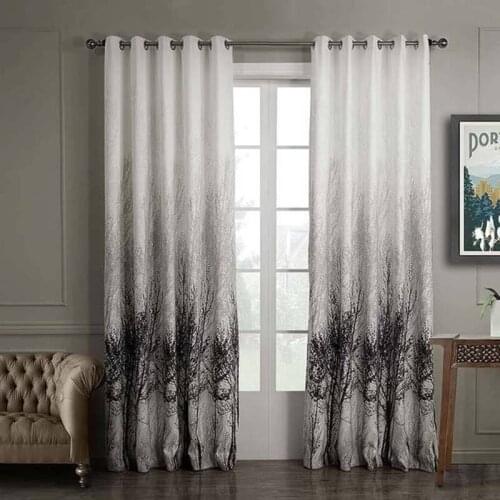 Faux Linen Autumn Curtains Print Windows Treatment Vintage Luxury Design Thick Grommet Top for Bedroom Living Dining Room TJ3856