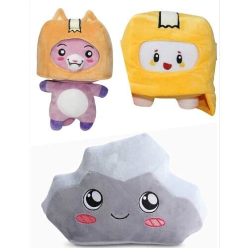 Lankybox BOXY + FOXY + ROCKY 3Pcs/Set Plush Toys Kids Cartoon Removable Robot Fox Soft Dolls Cat Rock Stuffed Kids Gifts Toy