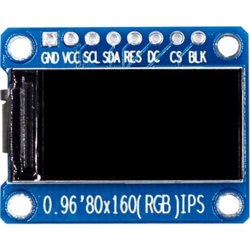 IPS RGB Display 0.96 Inch 7P SPI HD 65K Full Color LCD Module ST7735 Drive IC 80X160 (Not OLED)