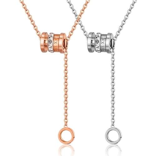 Luxury Classic Roman Numerals Crystal Thin Chain Necklace For Women Fashion Kpop Stainless Steel Pendant Necklaces 2021 Jewelry