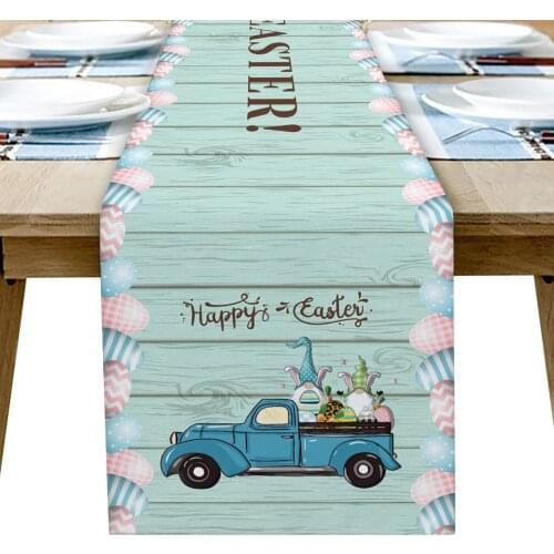 Happy Easter Gnomes And Colored Eggs Table Runner Wedding Table Decoration Home Decor Kitchen Table Runners And Placemats