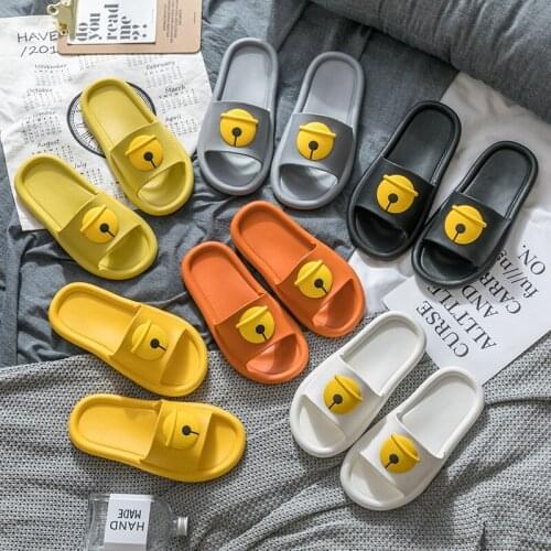 Women Men Slippers Summer Printed Bell Home Indoor Bathroom Floor Anti-slip Soft Sole Slides Outdoor Beach Lovers Cartoon Shoes