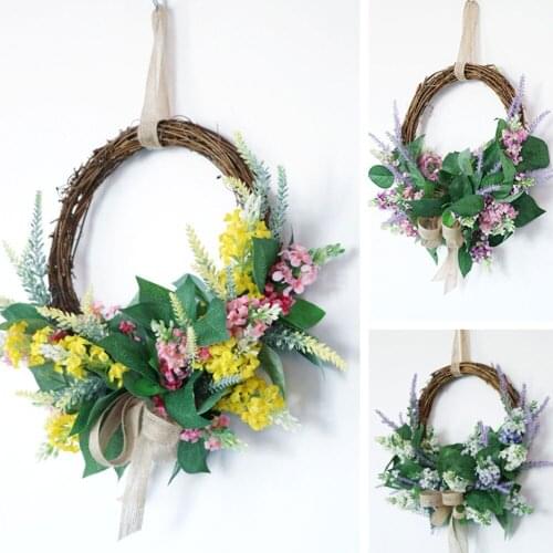 Wedding Decoration Christmas Wreath Floral Hoop Christmas Decor for Home Hanging Pendant Artificial Flower Wreath
