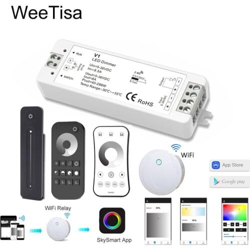 LED Dimmer 12V 24V 2.4G PWM Touch RF Wireless Remote Controller 5V 36V Single Color LED Strip Light Smart Wifi Dimmer Switch