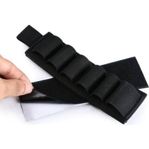 Outdoor Tactical Hunting Pouch 6 Round Shotgun Buttstock Shell Bullet Holder Adhesive Strip Portable