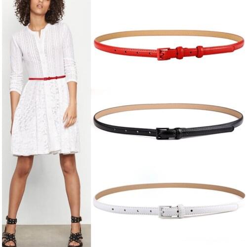 Thin Belts for jeans Cow Genuine leather belt woman High quality Second layer cowhide Fashion Pin buckle strap female