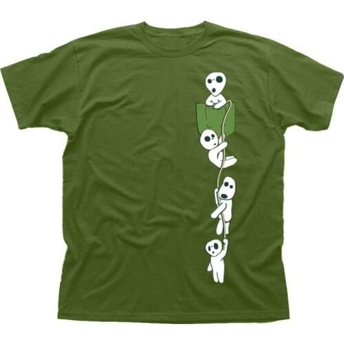 Tops Summer Cool Funny T-Shirt MONONOKE FOREST SPIRIT KODAMA MANGA ANIME MIYAZAKI Cotton T-shirt 9602 Print T Shirt Men
