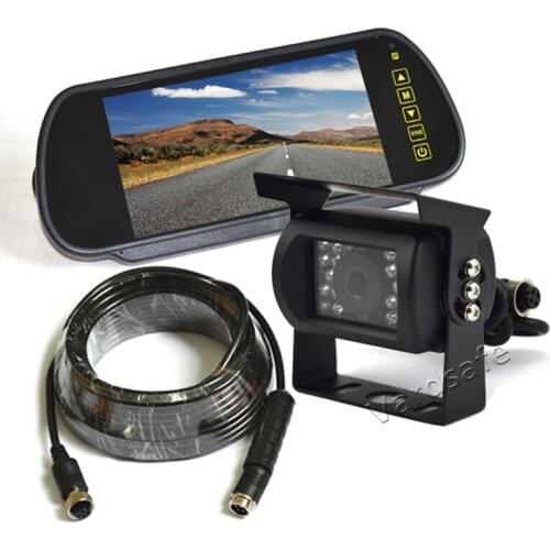 Vardsafe VS803K | Parking Reverse Backup Camera + 7 Inch Clip-on Mirror Monitor for RV Motorhome Tractor Trailer Truck Bus