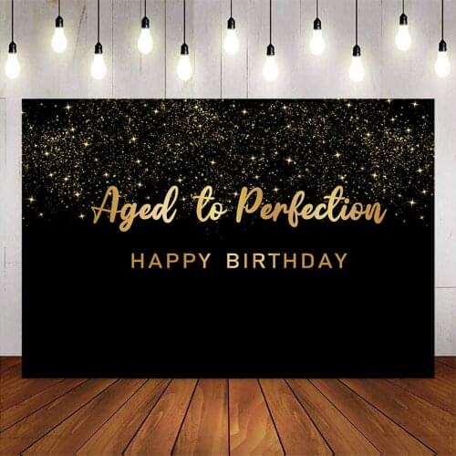 Aged to Perfection Backdrop black happy birthday theme party background for pictures photo shoot customize vinyl floor