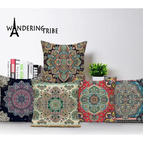 Vintage Decor Throw Pillow Case Shabby Chic Farmhouse Decorative Cushion Covers Flax Pillow 45 * 45 Bohemian Pillow Covers