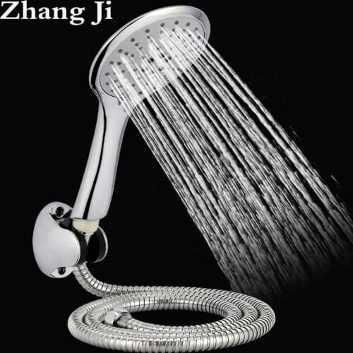 Zhangji Bathroom Ultrath Shower Head Set Wall Mounted Showerhead Holder Chrome Stainless Steel Hose And Handheld Shower Head Set