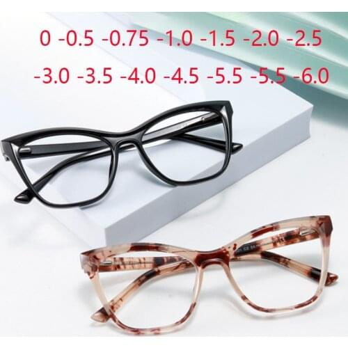 Full Rim Anti-Blue Ray Cat Eye Eyewear Women Style Nearsighted Spectacles 0 -0.5 -0.75 -1.0 -2.0 -3 -4 -5 To -6.0