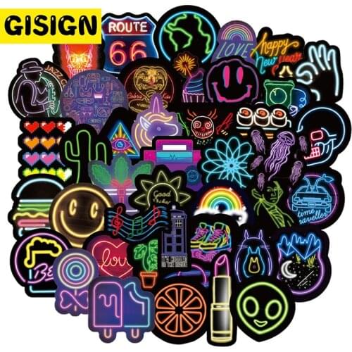 10/30/50/100pcs Neon Light Sticker Pack Gifts Toys Anime Stickers For Kids Child Guitar Skateboard Motorcycle Laptop Decorations