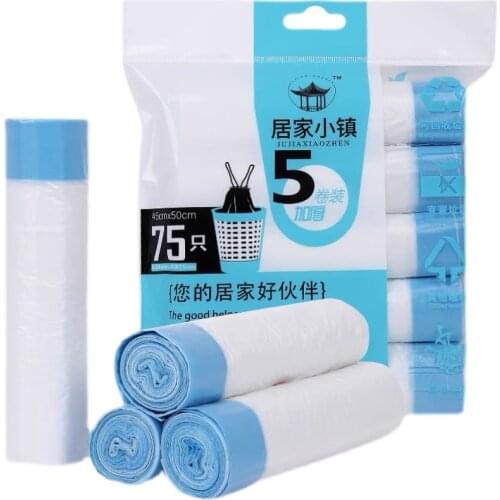 10 Rolls Drawstring Garbage Bags Automatically Close Cleaner Household Large Portable Thicken Home Kitchen Supplies 45*50cm