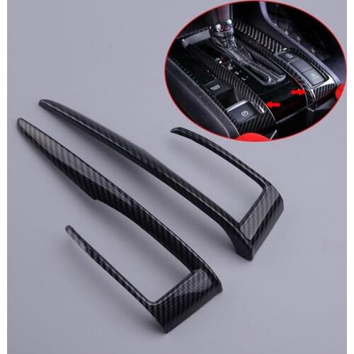 2Pcs Interior Front Gear Shift Frame Cover Trim ABS Carbon Fiber Style Black Fit For Honda Civic 10th 2016 2017 2018