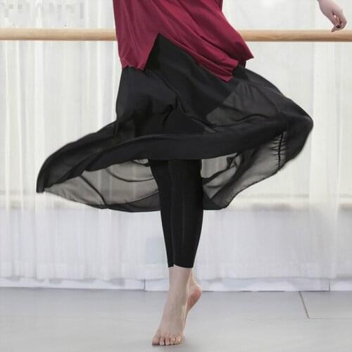 2021 Pantskirt for Ladies Girls Belly Dance Culottes Chiffon Long Skirt Modal Pants Exercise Pantskirt Ballet Dance Capris XXXL