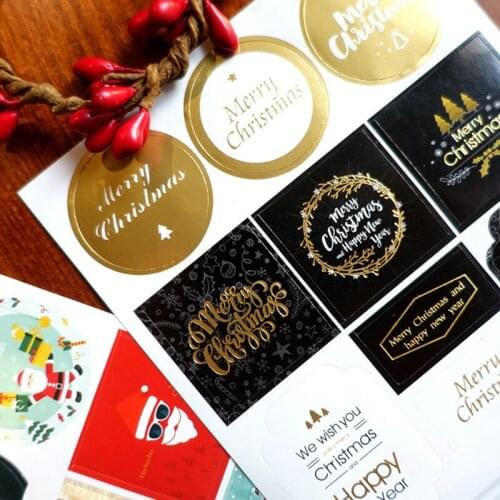 24pcs Christmas Sticker Labels Santa Claus Gift Paper Sticker for Album Scrapbooking Stationery Post Christmas Party Decor