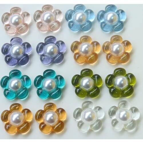 New Colorful Acrylic Pearl Core Flower Beads Charms Ornament Accessories Necklace Earring Pendant DIY Material 30pcs 20*20mm