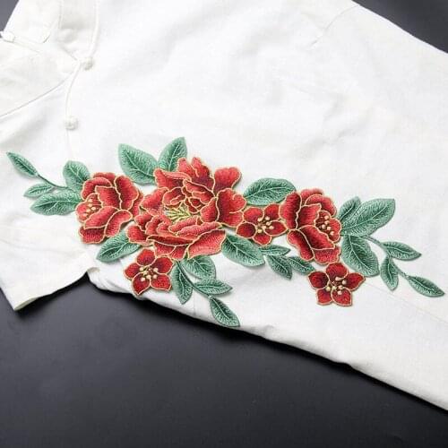 4 Colors Large Peony Embroidery Flowers Patches Clothing Decoration Sewing Applique Patch DIY Wedding Dress Accessories