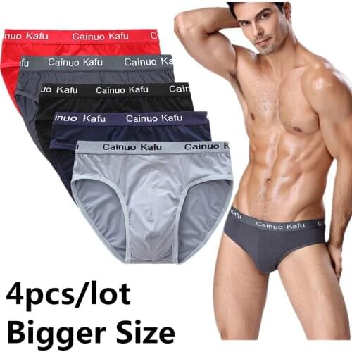 4 Pcs/Lot Breathable Mens Underwear Briefs Bamboo Fiber Mens Bodysuit Male Comfortable Solid Color Modal Underpants Large Size