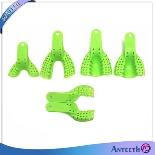 5Packs/50pcs Large Medium Small Size Dental Material Impression Trays Plastic Mesh Denture Instrument Tool