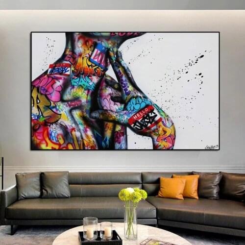 Abstract Sexy Neck Oil Paintings Graffiti Art Canvas Painting Decorative Poster and Prints Wall Art Picture For Home Bedroom