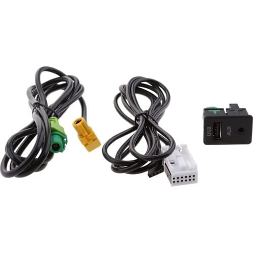 Car 2 in 1 USB AUX-In Input Adapter Cable Radio Player Interface for VW CC