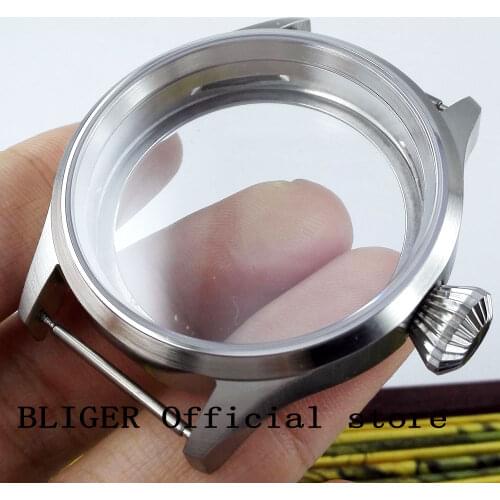 316L Stainless Steel BLIGER 43MM Sapphire Glass Watch Case Big Crown Fit for ETA 6497 6498 Hand Winding Movement CASE C3