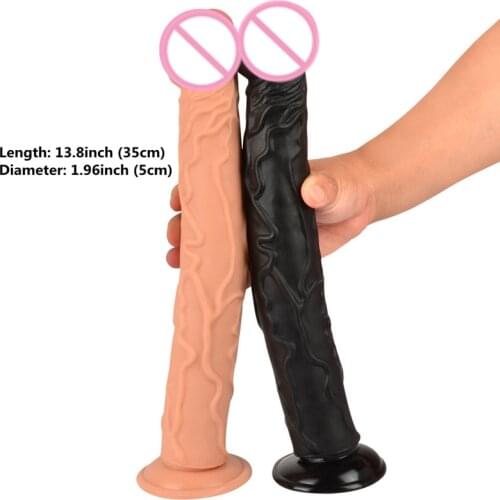 13.8in Big Realistic Dildo with Suction Cup Super Soft Flexible Long Horse Dildo Huge Thick Penis NO VIBRATOR Sex Toys for Women