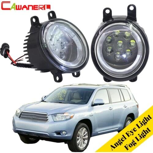 Cawanerl For Toyota Highlander Hybrid 2008-2010 Car LED Fog Light Angel Eye DRL Daytime Light For Toyota Highlander 2008-2012