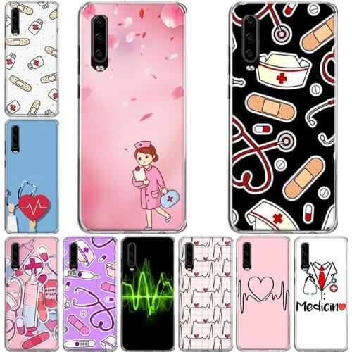 Nurse Medical Medicine Health Heart black soft Phone Case For Huawei P10 P20 P30 P40 Mate 30 20 10 Lite Pro P Smart Z Plus 2019