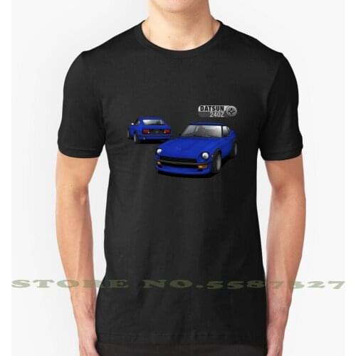 Datsun 240Z - Blue Graphic Custom Funny Hot Sale Tshirt 240Z Blue Datsun Old School Japanese Sport Car Vector Automotive