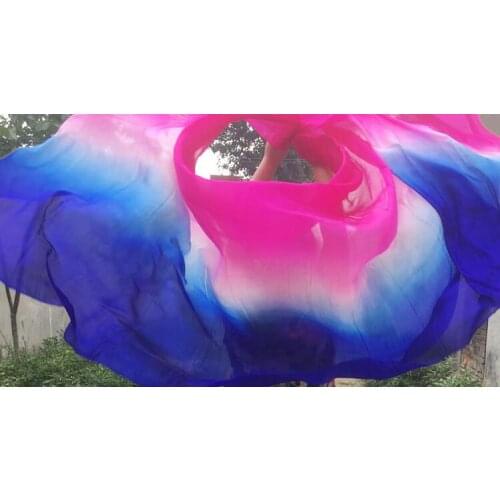 Kids Belly Dancer Silk Veil Hand Dyed in Mystical Blends Bellydance Props Gradient Scarf Shawl Pink 200cm/250cm Free Shipping