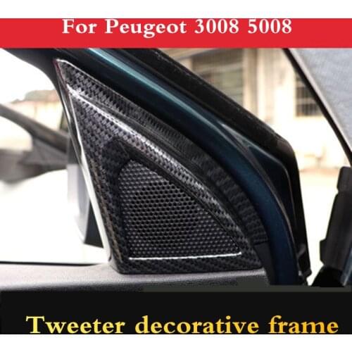 For Peugeot 3008 5008 2017 2018 2019 Car ABS Carbon fiber A pillar sound decorative frame Inner triangle Tweeter decorative fram