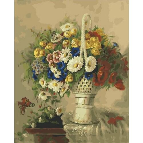 Frameless painting by numbers wall decor diy picture oil painting on canvas for home decor 4050 white daisy