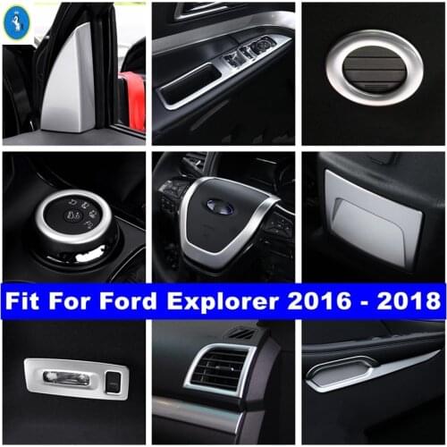 Matte Interior Refit Kit Pillar A / Steering Wheel / Dashboard Air AC / Gear Box Panel Cover Trim For Ford Explorer 2016 - 2018