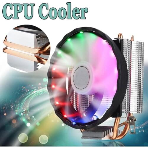 4pin CPU Cooler 2 Copper Heatpipes Quiet LED RGB Cooler Fan Cooling Heatsink Radiator for Intel Socket LGA 1156/1155/775 for AMD