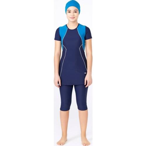 Lycra Half Off Hijab Young Girl Child Swimwear 5177-21 K. Navy blue Turkish' Muslim Swimsuit Burkinis Modest Clothing Islamic Lo