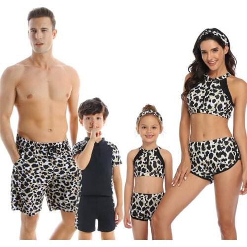 Family Matching Swimwear Girl Boy Swimsuit Mother Daughter Swimwear Bikini Beachwear Swimming Trunks Men Bathing Pants Suit