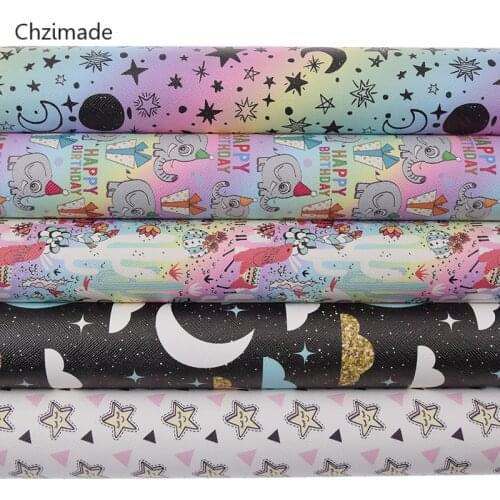 Lychee Life Cartoon Design PU Leather Printed Sewing Fabric Handmade Fabric Cloth For Bag Pillow DIY Sewing Crafts